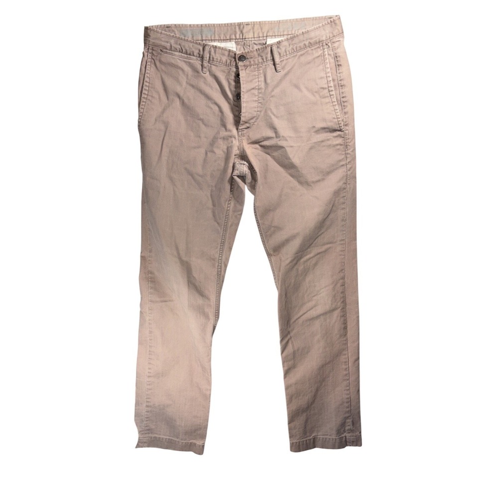 Gap 1969 Worker Chino Pants Mens 33x32 Slim Straight Beige Button Fly Cotton
